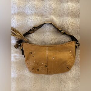 Coach Studded Tan Shoulder Bag